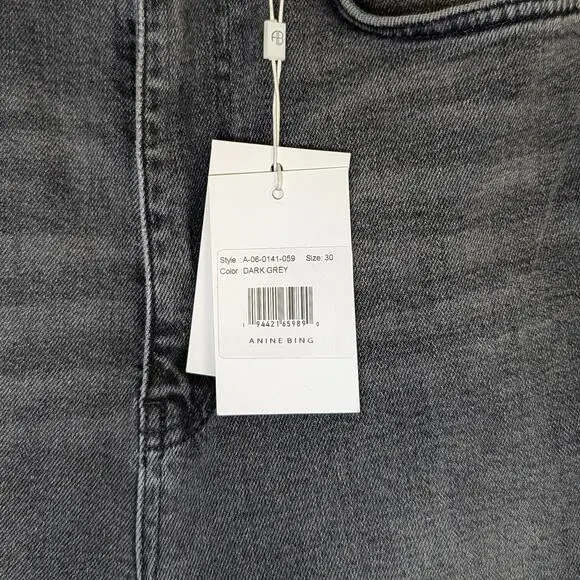 ANINE BING Beck High Rise Skinny Slim Jeans Dark Grey Size 30 NWT